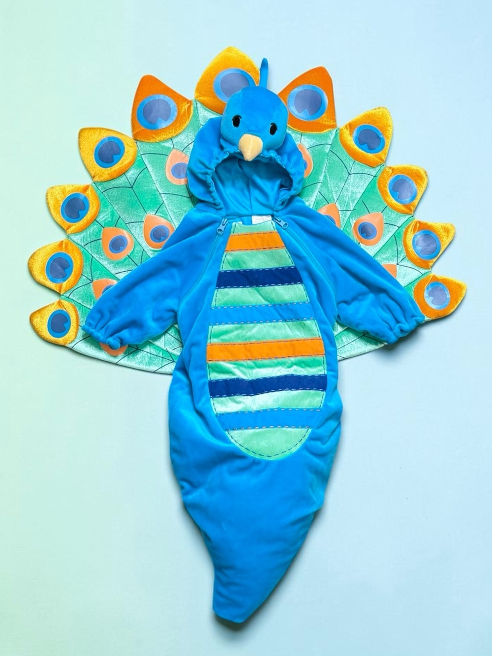 Infant Baby Peacock Halloween Costume Bunting Sack Plush 0-6 Months Mo